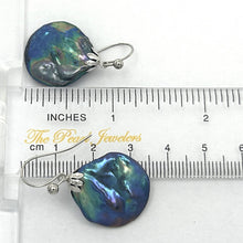 Load image into Gallery viewer, 14k White Gold Fishhook Baroque Coin Pearl Dangle Earrings