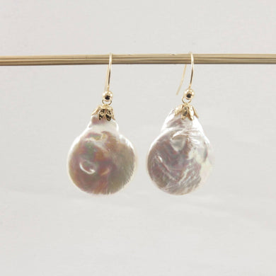 Premium Baroque Coin Pearl Fishhook Dangle Earrings