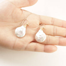 Load image into Gallery viewer, Premium Baroque Coin Pearl Fishhook Dangle Earrings