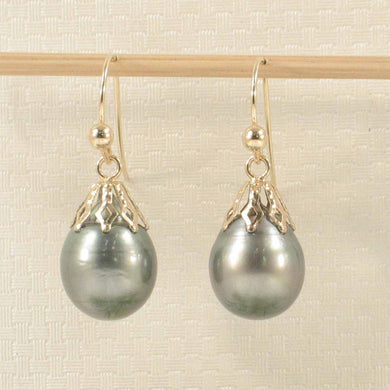 Baroque Tahitian Pearl Dangle Earrings – 14k Yellow Gold Hook