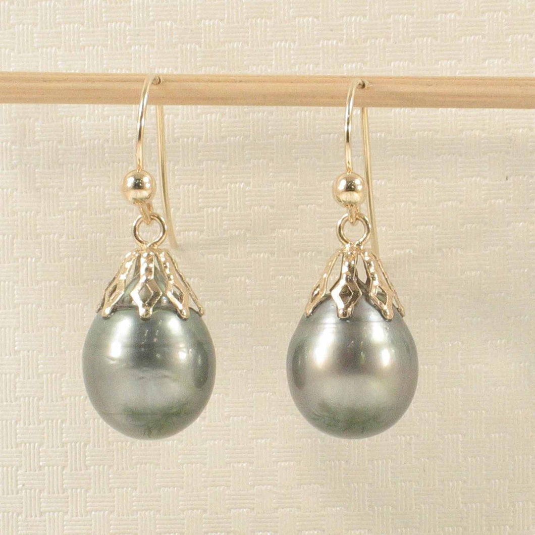 Baroque Tahitian Pearl Dangle Earrings – 14k Yellow Gold Hook