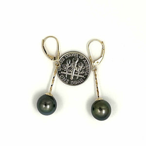 Unique Baroque Tahitian Pearl Leverback Dangles – 14k Yellow Gold