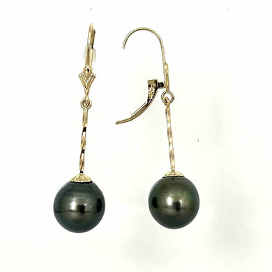 Unique Baroque Tahitian Pearl Leverback Dangles – 14k Yellow Gold