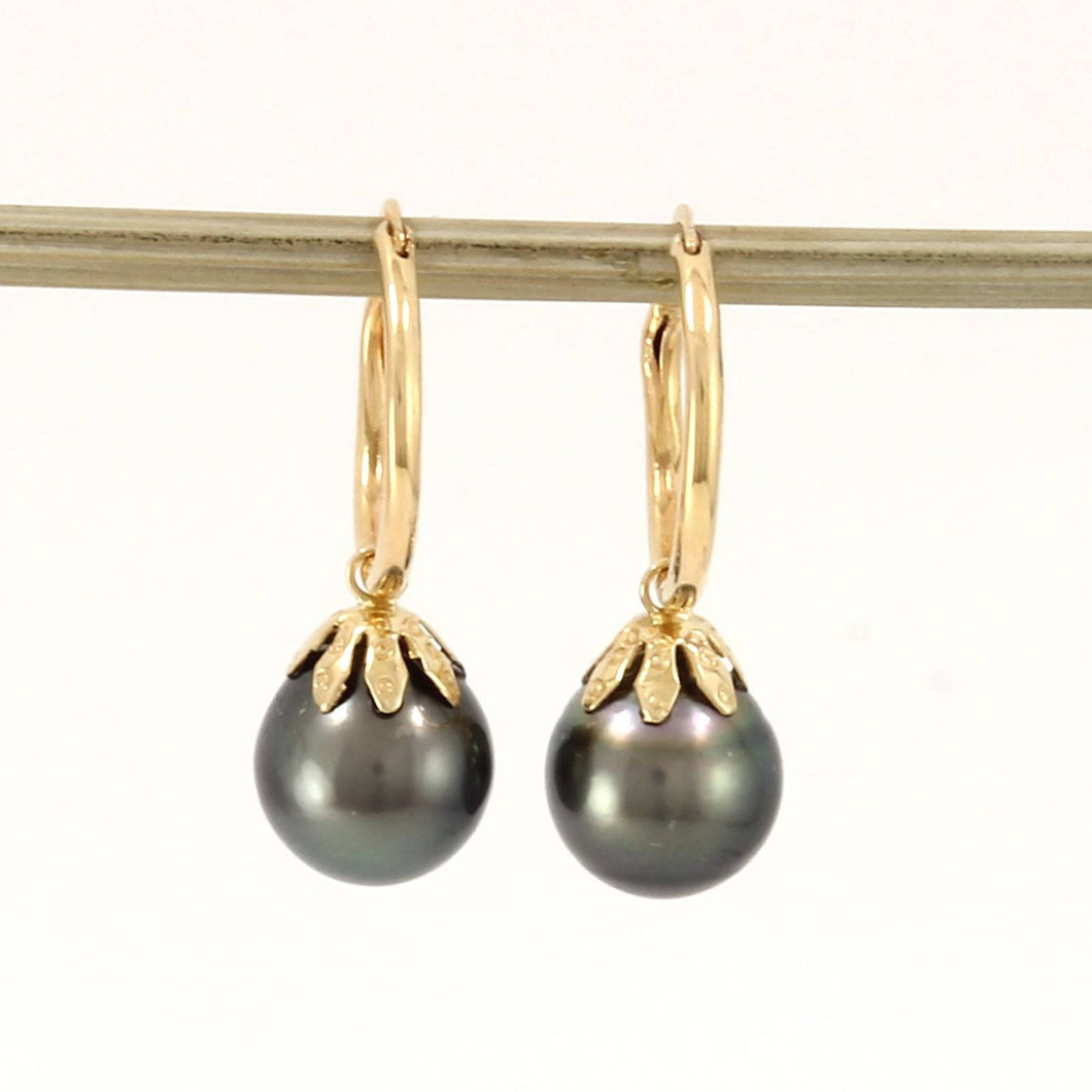 Baroque Tahitian Pearl U Hoop Dangle Earrings – 14k Yellow Gold
