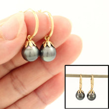 Load image into Gallery viewer, Baroque Tahitian Pearl U Hoop Dangle Earrings – 14k Yellow Gold