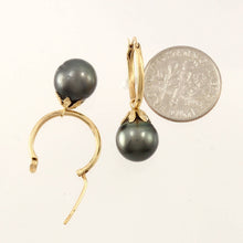 Load image into Gallery viewer, Baroque Tahitian Pearl U Hoop Dangle Earrings – 14k Yellow Gold