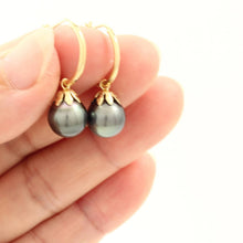 Load image into Gallery viewer, Baroque Tahitian Pearl U Hoop Dangle Earrings – 14k Yellow Gold