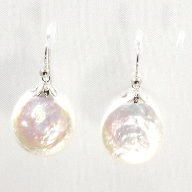 Baroque Coin Pearl Dangle Earrings – White Cream