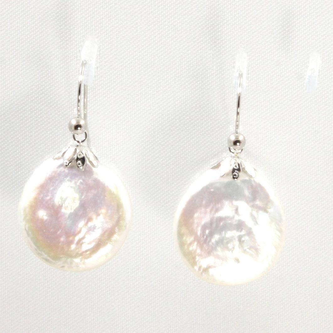 Baroque Coin Pearl Dangle Earrings – White Cream