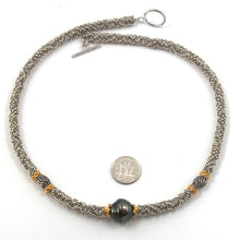 Load image into Gallery viewer, Beautiful Black Tahitian Pearl &amp; Silver 925 Bali Beads Necklace