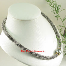Load image into Gallery viewer, Beauty Unique Sterling Silver Bali Beads &amp; Black Tahitian Pearl Necklace