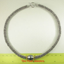 Load image into Gallery viewer, Beauty Unique Sterling Silver Bali Beads &amp; Black Tahitian Pearl Necklace