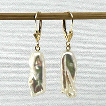 Load image into Gallery viewer, Biwa Pearl Leverback Dangle Earrings – White Cream
