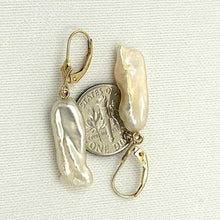 Load image into Gallery viewer, Biwa Pearl Leverback Dangle Earrings – White Cream