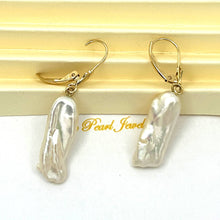Load image into Gallery viewer, Biwa Pearl Leverback Dangle Earrings – White Cream