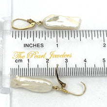Load image into Gallery viewer, Biwa Pearl Leverback Dangle Earrings – White Cream