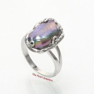 Black Biwa Pearl Ring – .925 Sterling Silver