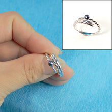 Load image into Gallery viewer, Solid Sterling Silver .925 Black-Blue Freshwater Cultured Pearl Wheat-Style Adjustable Ring