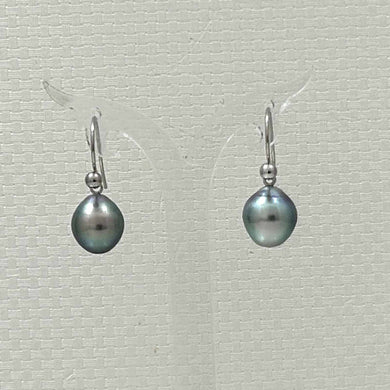 Tahitian Pearl Shepherd’s Wire Earrings – 14k White Gold