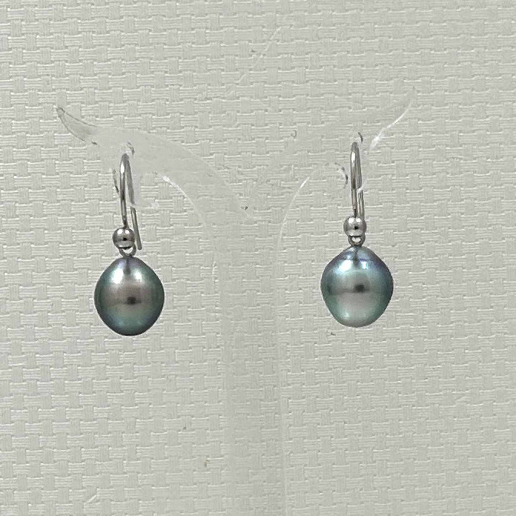 Tahitian Pearl Shepherd’s Wire Earrings – 14k White Gold