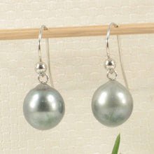 Load image into Gallery viewer, Tahitian Pearl Shepherd’s Wire Earrings – 14k White Gold
