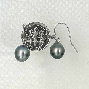 Tahitian Pearl Shepherd’s Wire Earrings – 14k White Gold