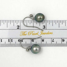 Load image into Gallery viewer, Tahitian Pearl Shepherd’s Wire Earrings – 14k White Gold