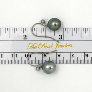 Tahitian Pearl Shepherd’s Wire Earrings – 14k White Gold