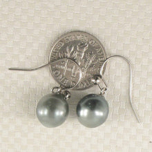 Load image into Gallery viewer, Tahitian Pearl Shepherd’s Wire Earrings – 14k White Gold