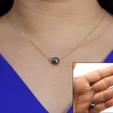 Load image into Gallery viewer, Black Cultured Pearl Floating Necklace in 14k Gold