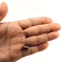 Load image into Gallery viewer, Black Cultured Pearl Floating Necklace in 14k Gold