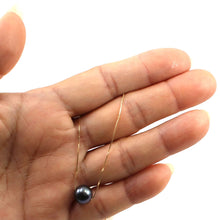 Load image into Gallery viewer, Black Cultured Pearl Floating Necklace in 14k Gold
