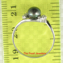 Load image into Gallery viewer, Solid Sterling Silver .925 Black-Gray Freshwater Cultured Pearl &amp; CZ Accent Ring