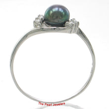 Load image into Gallery viewer, Solid Sterling Silver .925 Black-Gray Freshwater Cultured Pearl &amp; CZ Accent Ring