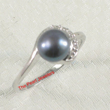 Load image into Gallery viewer, Solid Sterling Silver .925 Black-Gray Freshwater Cultured Pearl &amp; CZ Crescent Ring