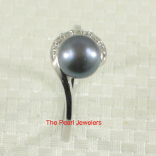 Load image into Gallery viewer, Solid Sterling Silver .925 Black-Gray Freshwater Cultured Pearl &amp; CZ Crescent Ring