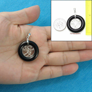 Black Onyx “Ai” Sterling Silver Pendant