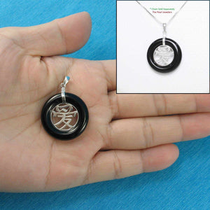 Black Onyx “Ai” Sterling Silver Pendant