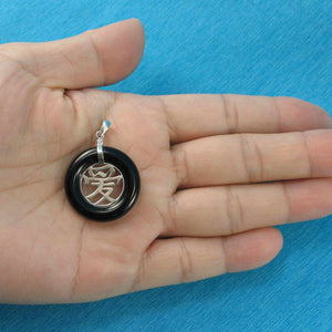 Black Onyx “Ai” Sterling Silver Pendant