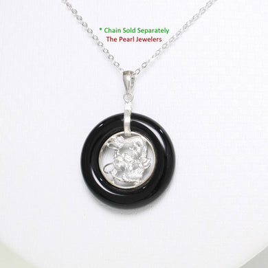 Black Onyx Lucky Dragon Sterling Silver Pendant