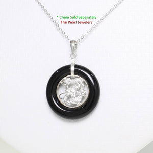 Black Onyx Lucky Dragon Sterling Silver Pendant