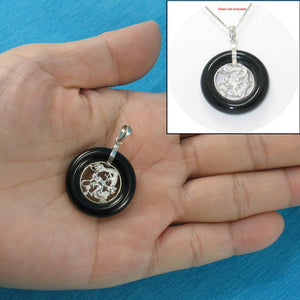 Black Onyx Lucky Dragon Sterling Silver Pendant