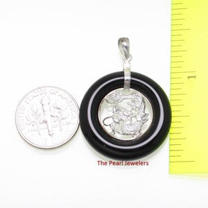 Black Onyx Lucky Dragon Sterling Silver Pendant