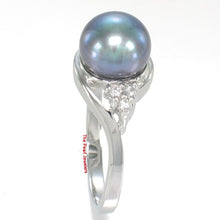 Load image into Gallery viewer, Solid Silver .925 Black-Pearl CZ Accent Ring
