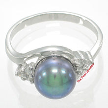 Load image into Gallery viewer, Solid Silver .925 Black-Pearl CZ Accent Ring