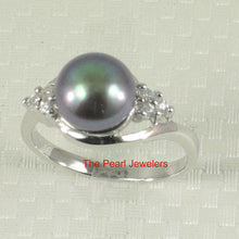 Load image into Gallery viewer, Solid Silver .925 Black-Pearl CZ Accent Ring