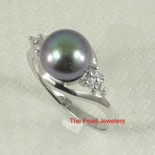 Load image into Gallery viewer, Solid Silver .925 Black-Pearl CZ Accent Ring