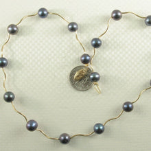 Load image into Gallery viewer, Black Pearl &amp; 14k Yellow Gold Spiral Tube Necklace
