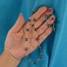 Load image into Gallery viewer, Black Pearl &amp; 14k Yellow Gold Spiral Tube Necklace