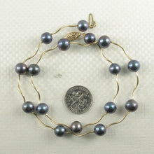 Load image into Gallery viewer, Black Pearl &amp; 14k Yellow Gold Spiral Tube Necklace